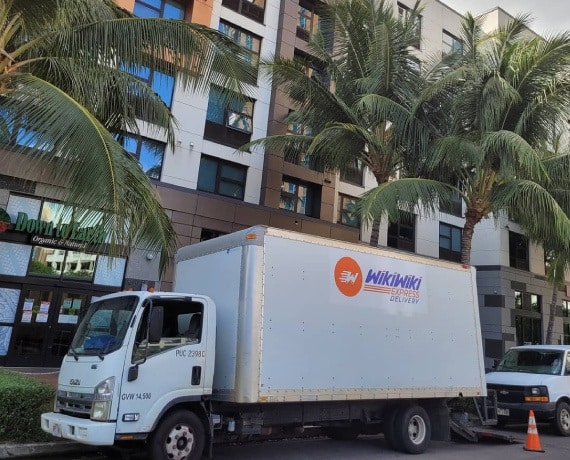 Hawaii courier and package delivery company truck, Honolulu.